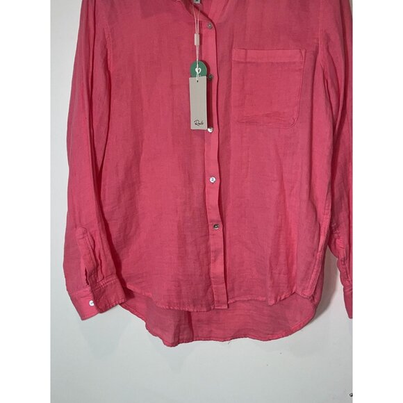 NWT Rails Ellis pink button down gauze button down shirt hibiscus 37429 size XS - Picture 8 of 13